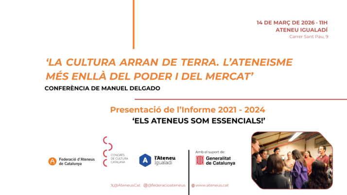 La FAC presenta l’informe “Els Ateneus Som Essencials!” amb una conferència de Manuel Delgado