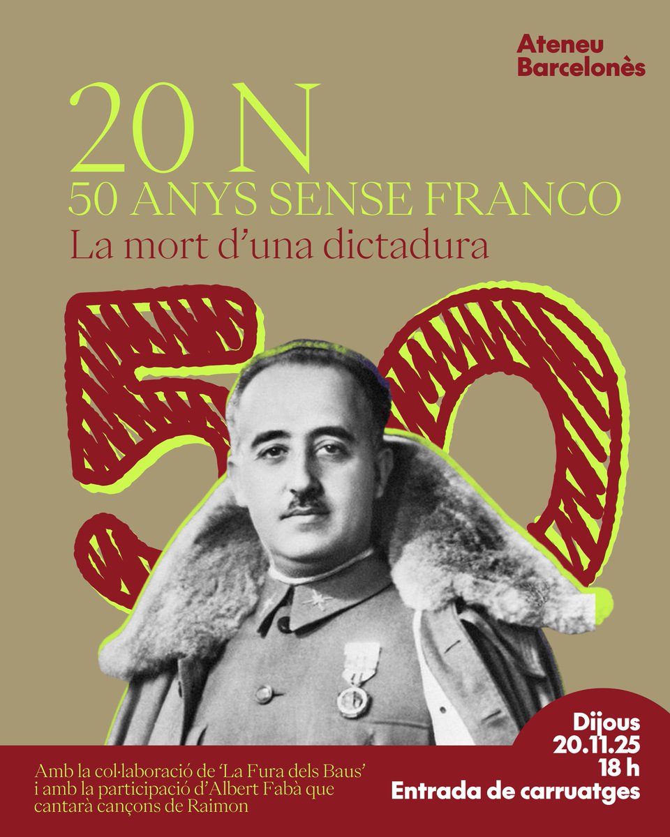 L’Ateneu Barcelonès commemora els 50 anys de la mort de Franco amb un acte especial