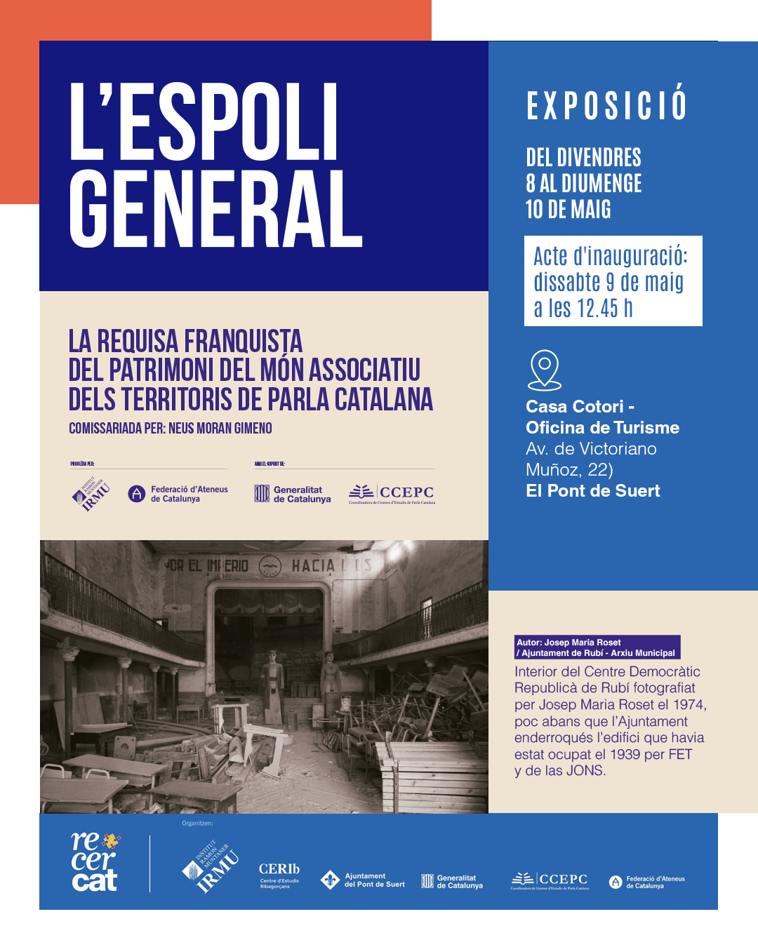 El Recercat 2026 acull l’estrena de l’exposició “L’Espoli General” sobre la requisa franquista del patrimoni associatiu