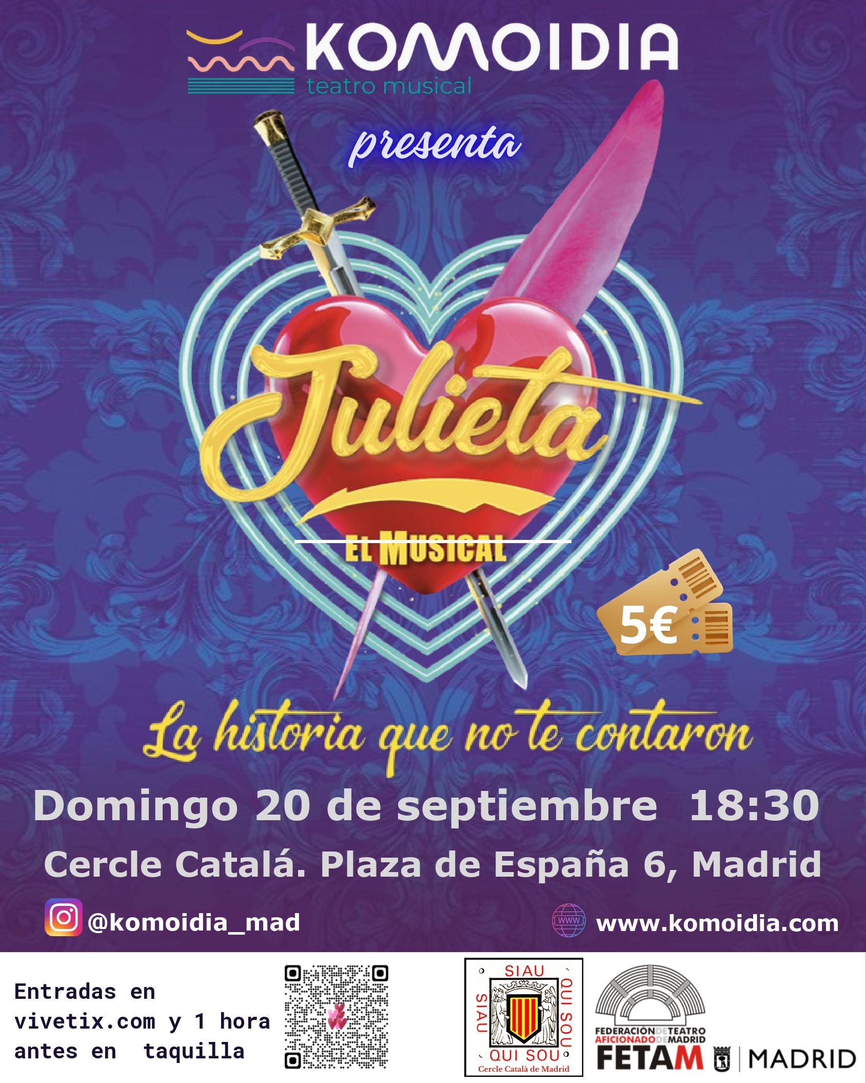 MUESTRA TEATRO AFICIONADO MADRID · FETAM · JULIETA, EL MUSICAL. A CÀRREC DE KOMOIDIA