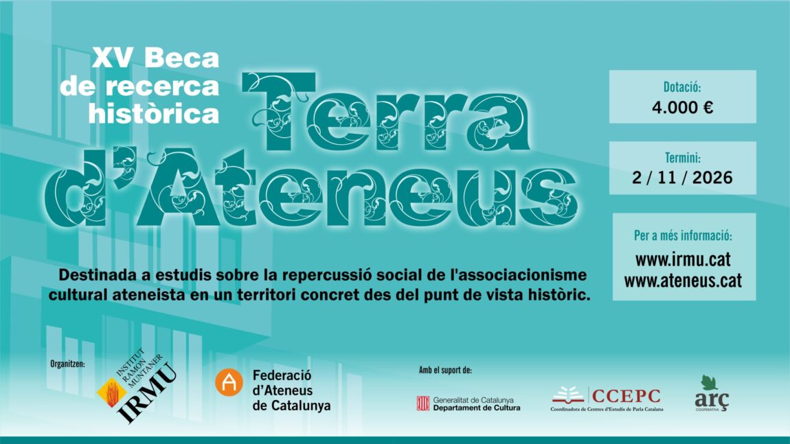 Convocada la XV Beca de recerca històrica Terra d’Ateneus 2027