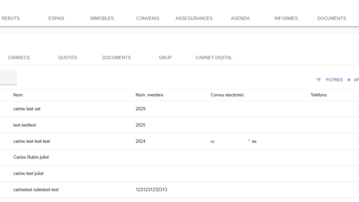 Gestió d’Entitats – Accions massives de contactes