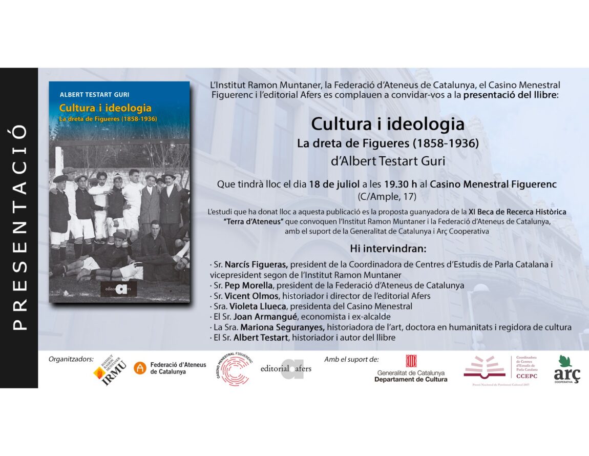 Presentació del llibre ‘Cultura i ideologia. La dreta de Figueres (1858-1936)’, guanyador de la Beca Terra d’Ateneus 2024