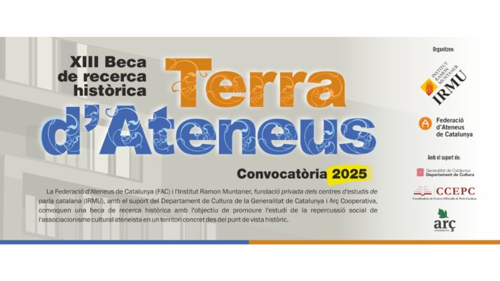 Convocada la XIII Beca de recerca històrica Terra d’Ateneus 2025
