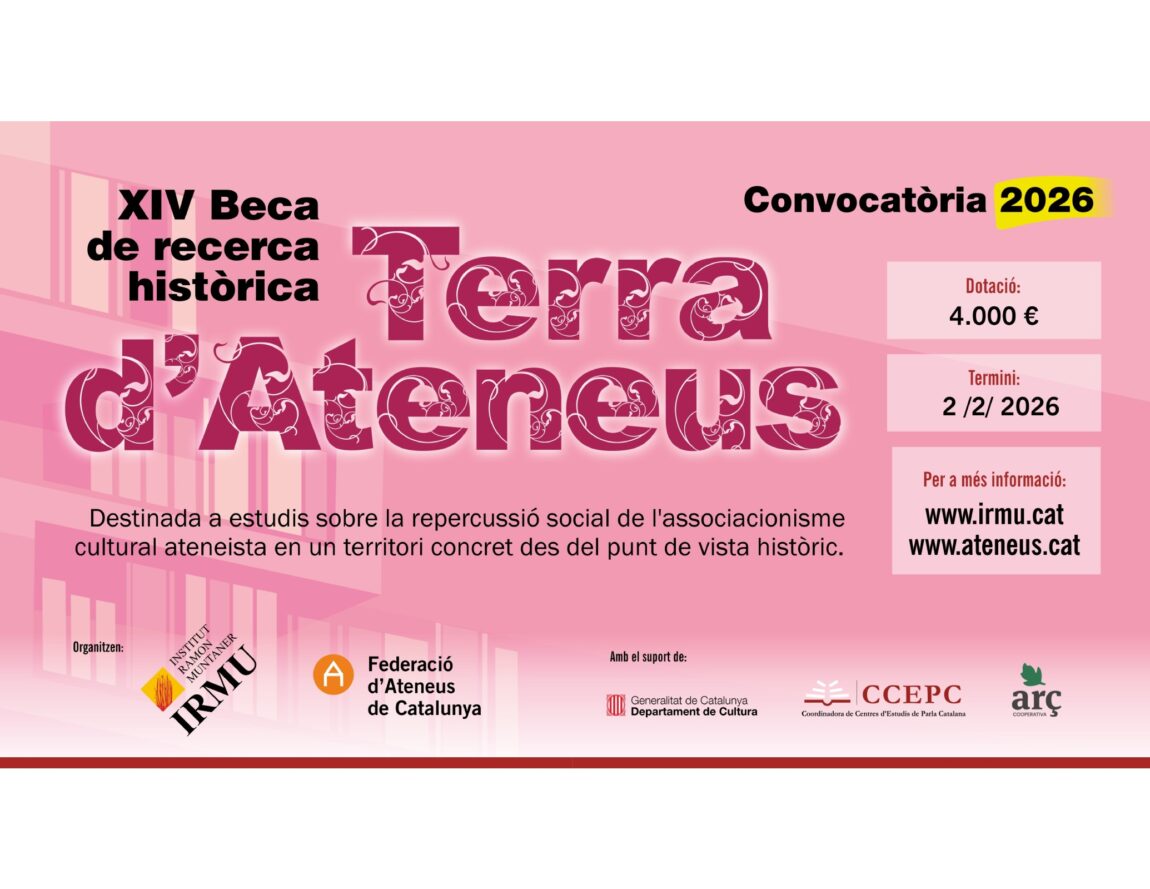 Convocada la XIV Beca de recerca històrica Terra d’Ateneus 2026